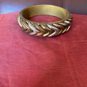 VINTAGE BRAIDED KNOT THREE METAL BRACELET BANGLE.